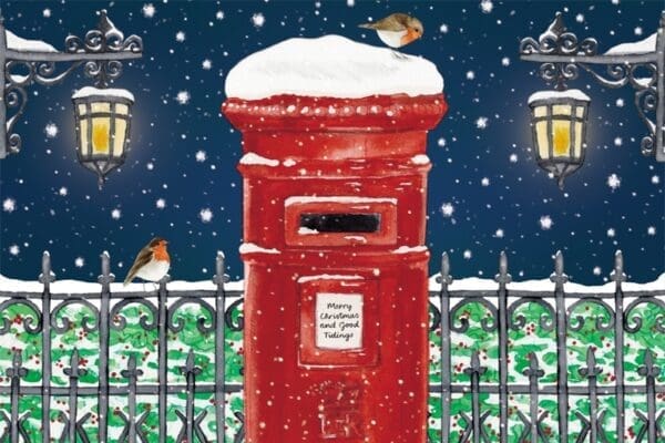 a red post box in the snow